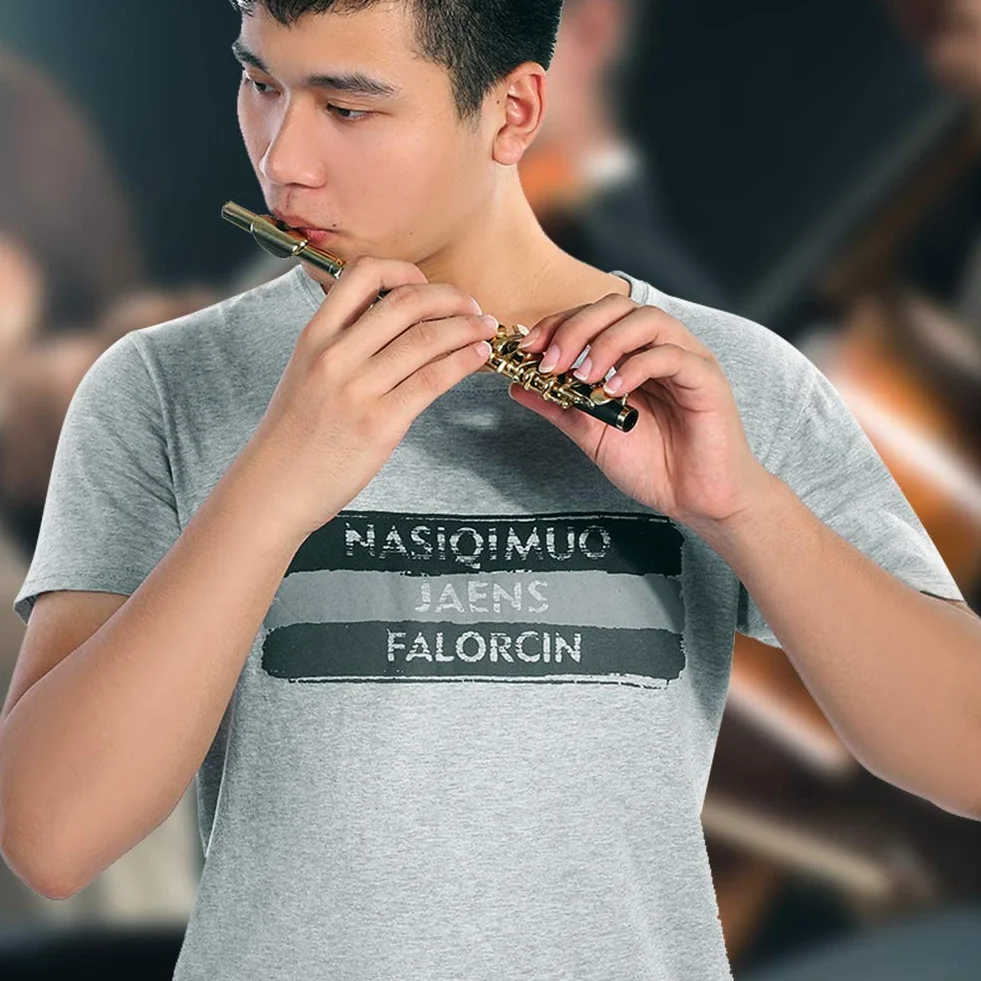 Flauta De Tamaño Medio, Con Estuche Acolchado Ottavino Para Amantes De La Música Para Estudiantes Principiantes(oro)