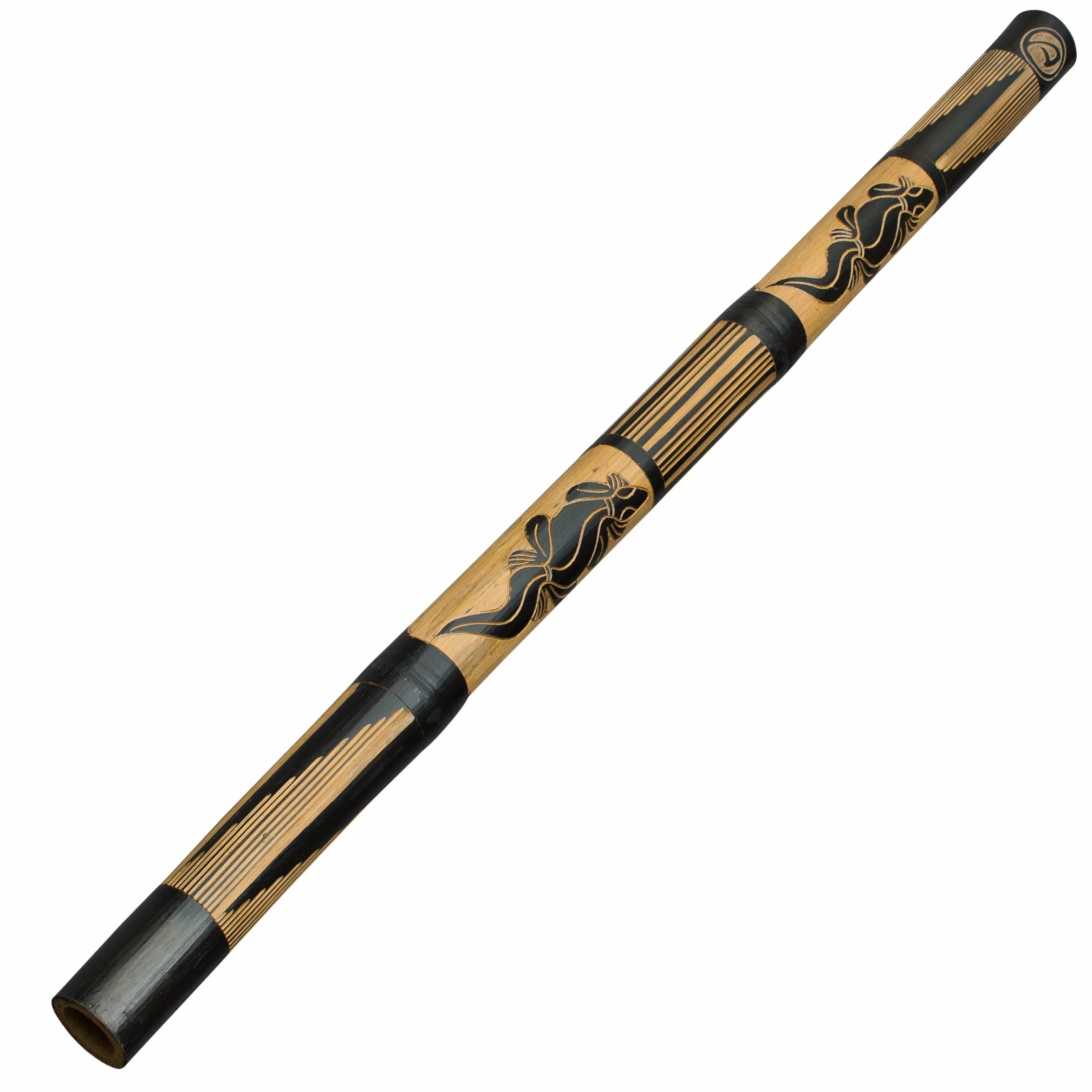 DIDGERIDOO CARVED: bambu didgeridoo incluyendo 3 rayas de cera de abejas y bolsa de nylon didgeridoo