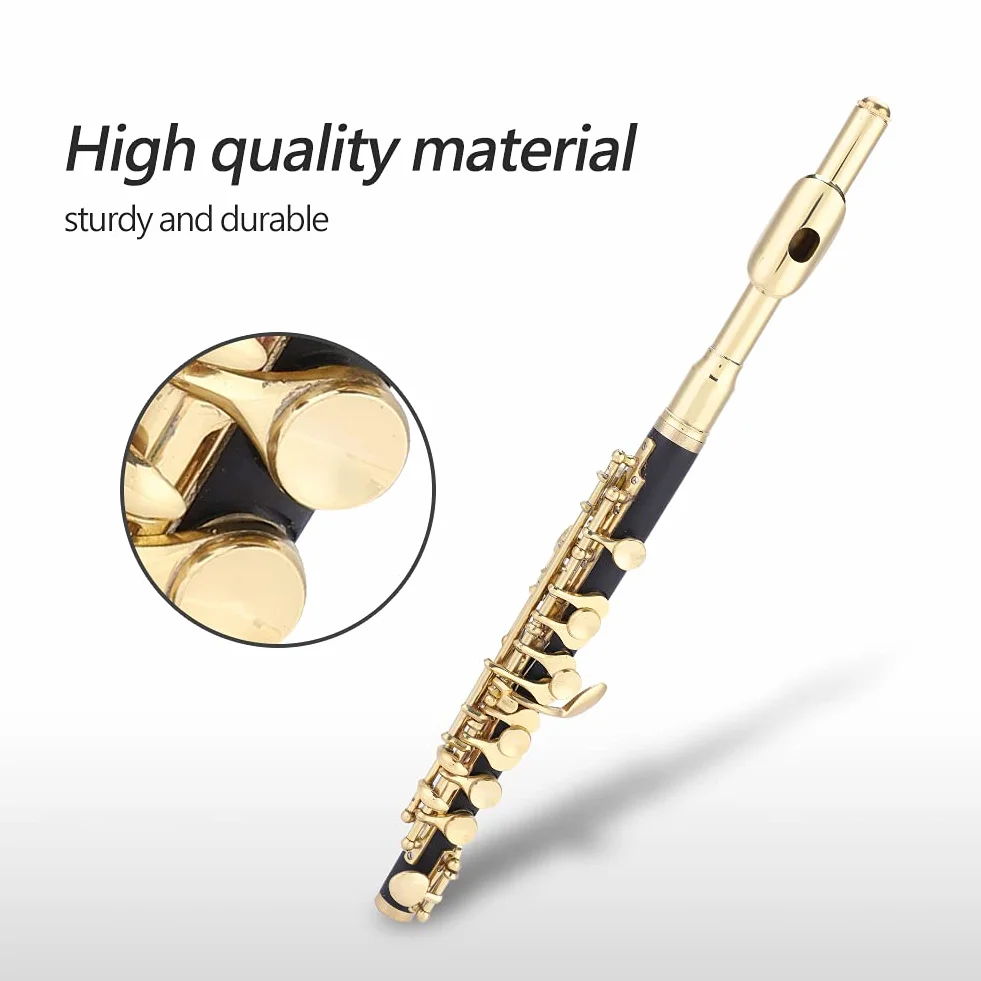 Flauta De Tamaño Medio, Con Estuche Acolchado Ottavino Para Amantes De La Música Para Estudiantes Principiantes(oro)