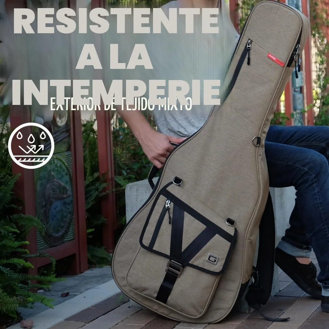 Gator Cases Transit Series Funda Gig Bag para Guitarra Eléctrica; Exterior Negro Carbón (GT-Electric-BLK)
