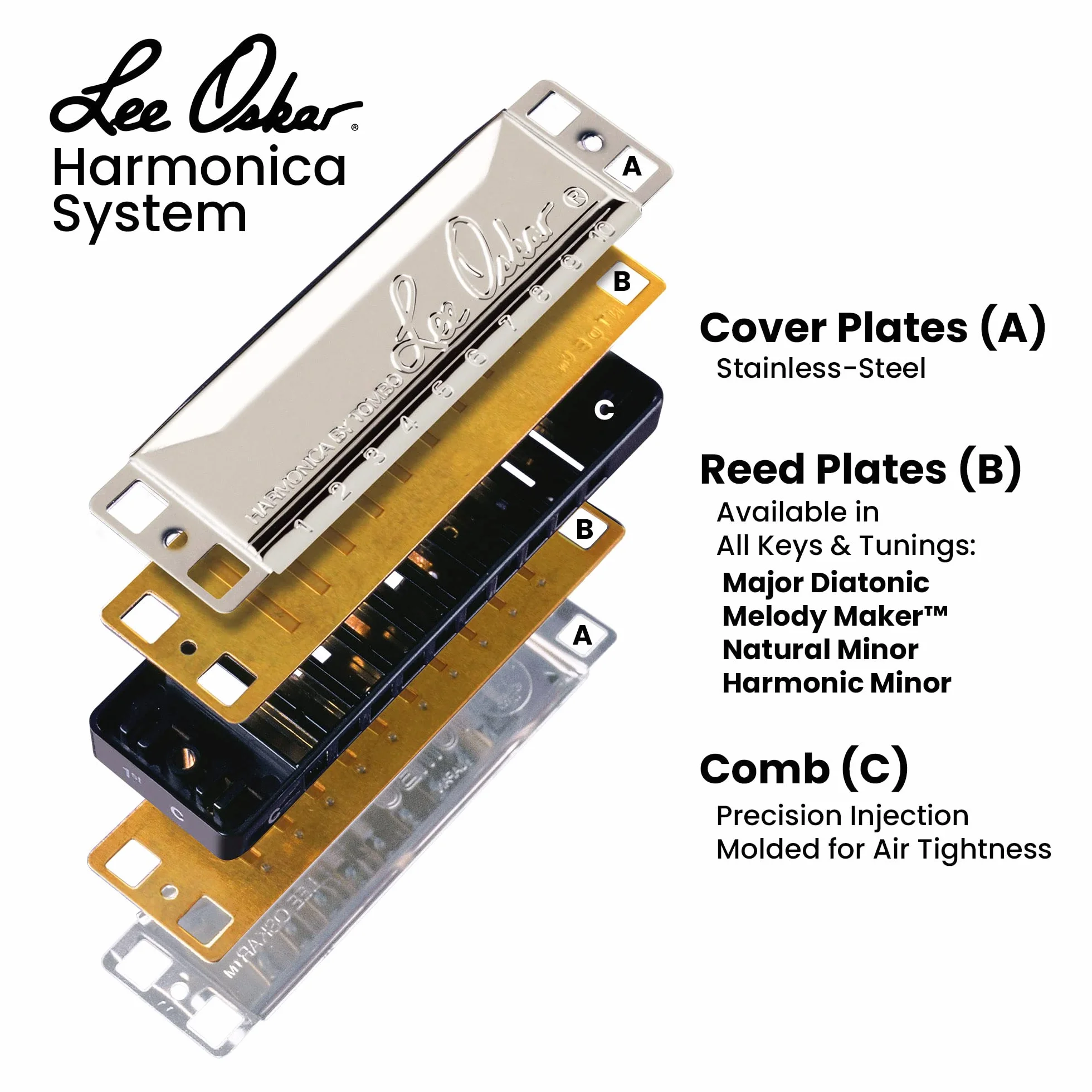 Armónica Lee Oskar Natural Minor Mi menor para blues menor, rock, latin, reggae, hip hop - diatónica de 10 agujeros - placas de lengüetas de latón - cubiertas de acero inoxidable
