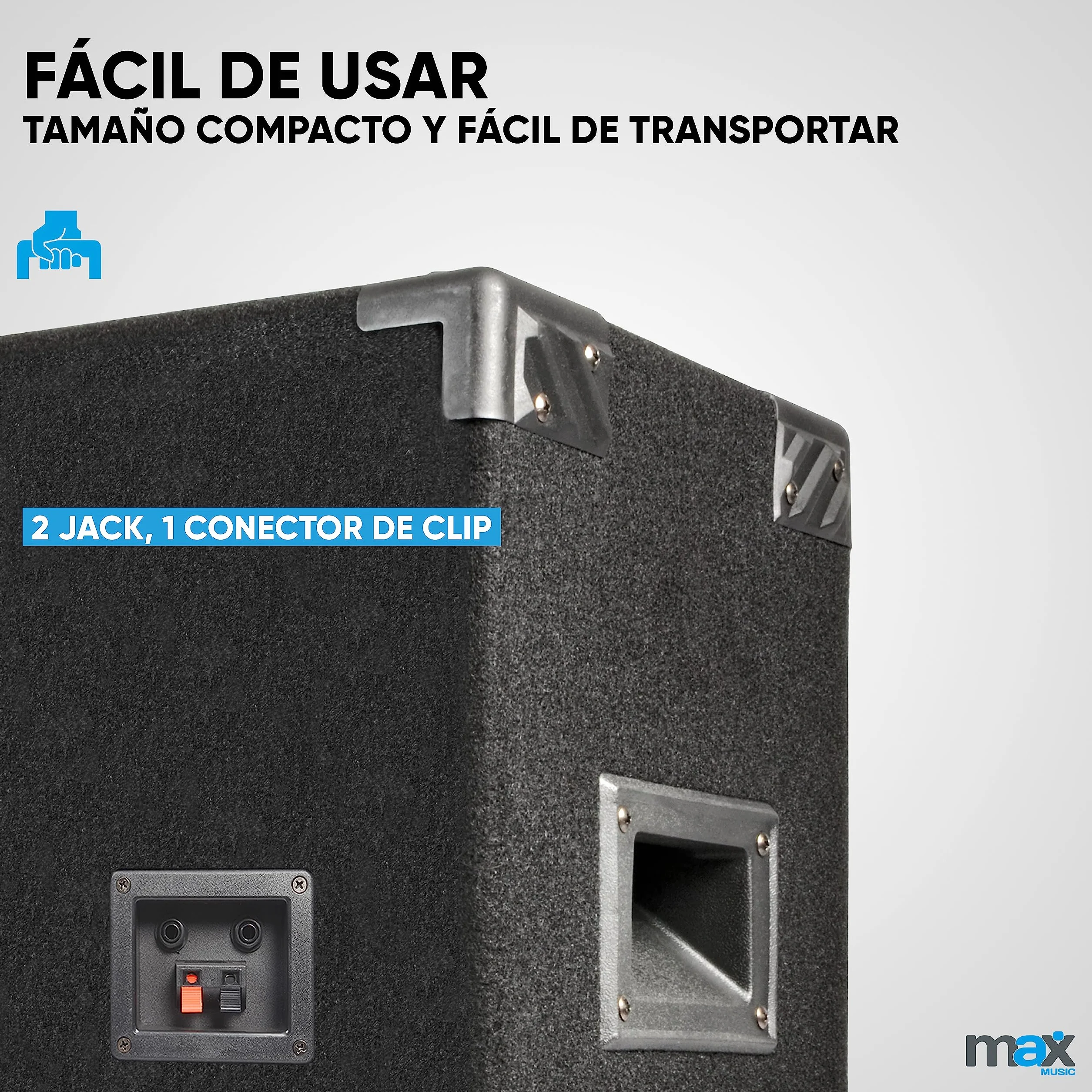 MAX MAX12 : Altavoz pasivo de 2 vías, 700 W con woofer de 12 Pulgadas, Fiestas, Incluye Asas, Altavoz pasivo para DJ o discomovil, Caja acústica Discoteca en Negro