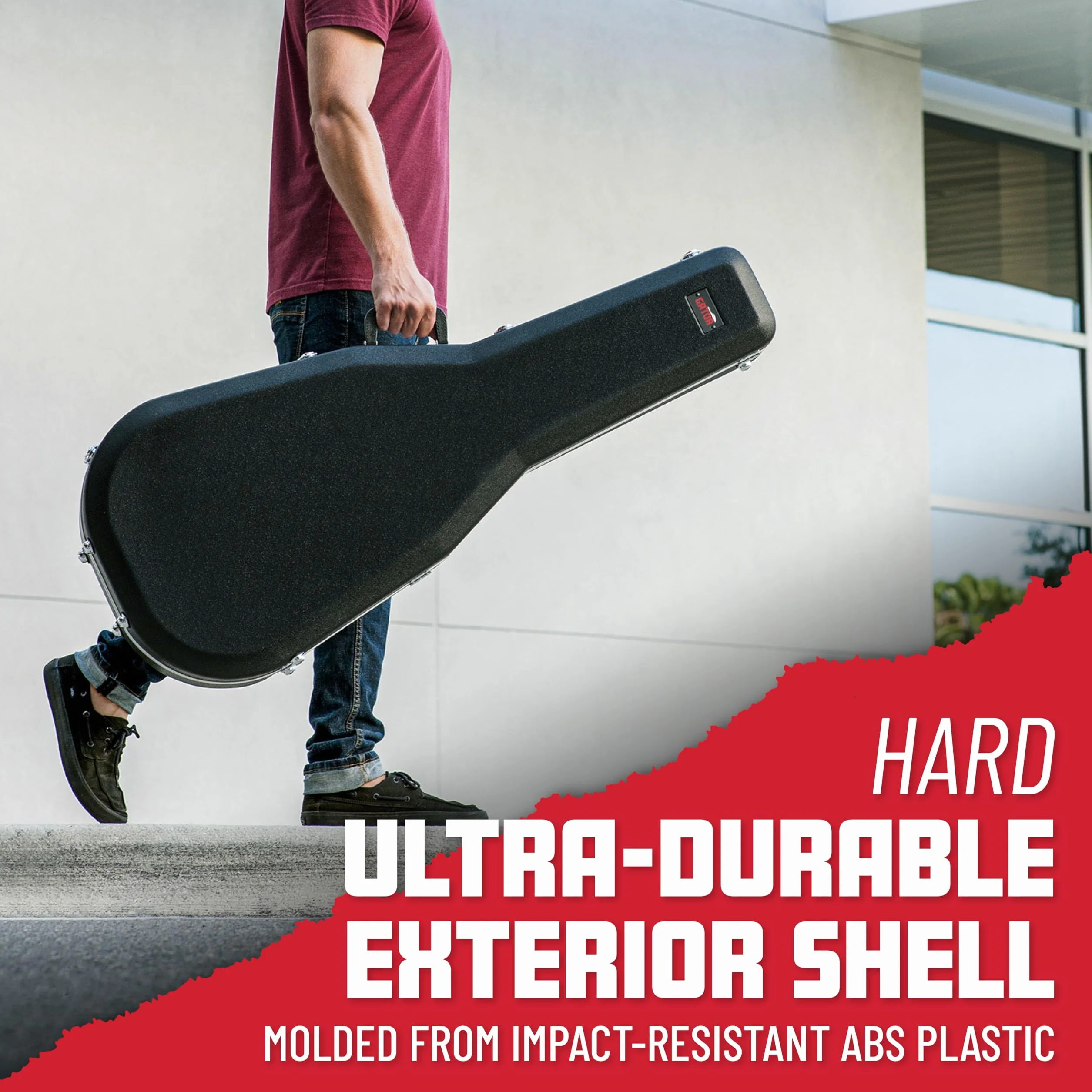 Gator Cases Estuche Deluxe ABS Moldeado para Guitarras Acústicas de 12 Cuerdas; Se Adapta a Guitarras Acústicas de 12 Cuerdas Estilo Dreadnought (GC-DREAD-12)