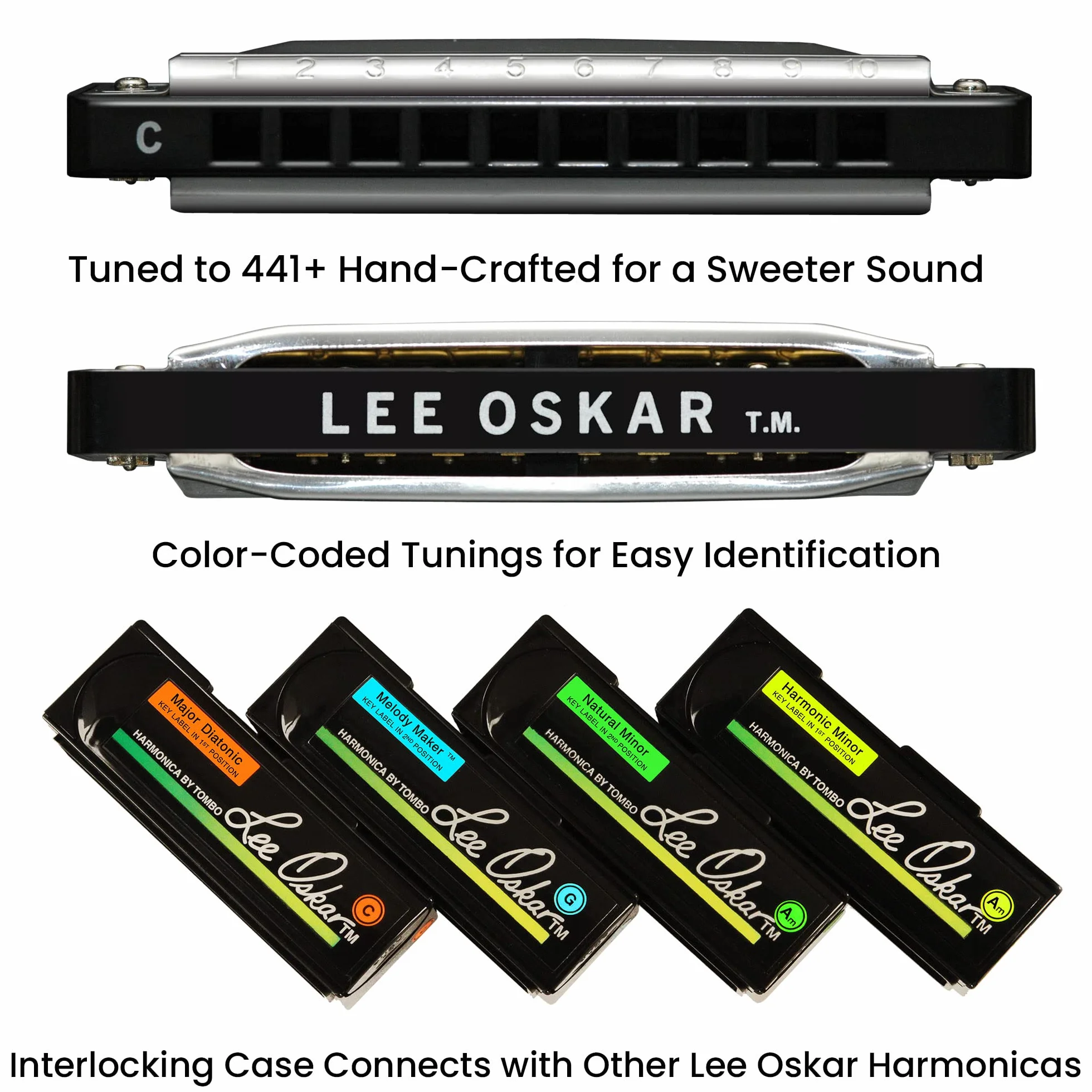 Armónica Lee Oskar Natural Minor Mi menor para blues menor, rock, latin, reggae, hip hop - diatónica de 10 agujeros - placas de lengüetas de latón - cubiertas de acero inoxidable