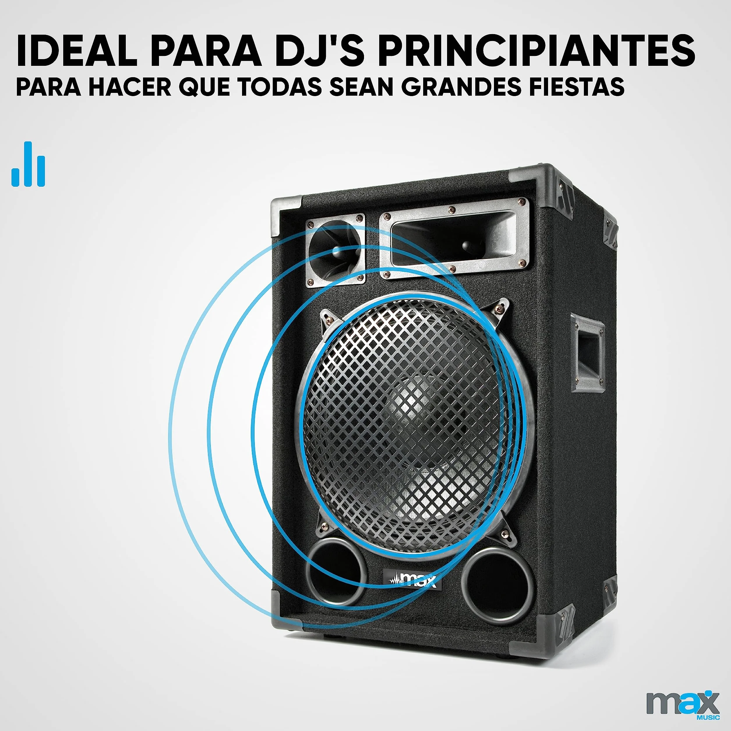 MAX MAX12 : Altavoz pasivo de 2 vías, 700 W con woofer de 12 Pulgadas, Fiestas, Incluye Asas, Altavoz pasivo para DJ o discomovil, Caja acústica Discoteca en Negro
