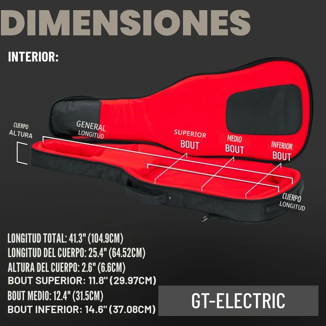 Gator Cases Transit Series Funda Gig Bag para Guitarra Eléctrica; Exterior Negro Carbón (GT-Electric-BLK)
