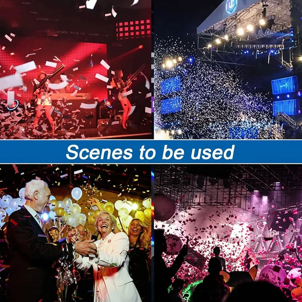 Máquina de Confeti, Tirador de Confeti de Tres Cabezas, Pistola de atmósfera de Flores de Conserje de Confeti de Boda para Eventos Especiales, Fiestas, Clubes, Bodas, Conc(Size:Tres cabezas con luces)