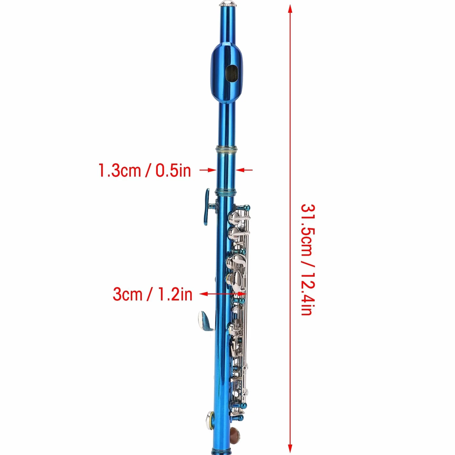 CHICIRIS Cuproníquel de Flauta Piccolo Azul, Instrumento para Principiantes de con Orificio de Sonido Dibujado con Precisión para una Calidad de Sonido Superior, Uso a Largo Plazo,
