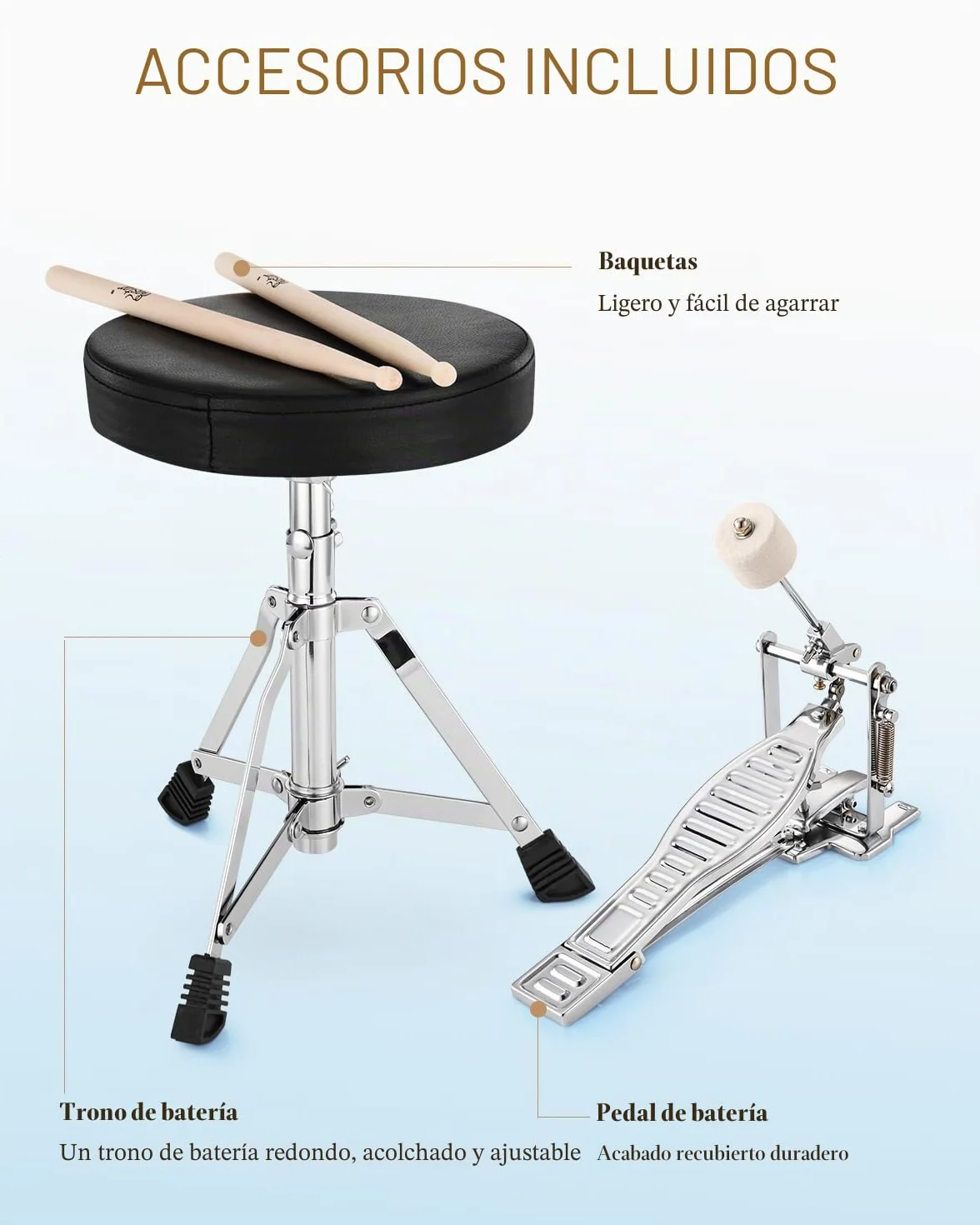 Eastar Drum Set 14 pulgadas para principiantes, 3 piezas Junior Drum Kit con Bass Tom Snare Drum, trono ajustable, platillo, pedal y dos pares de baquetas (rojo metálico)