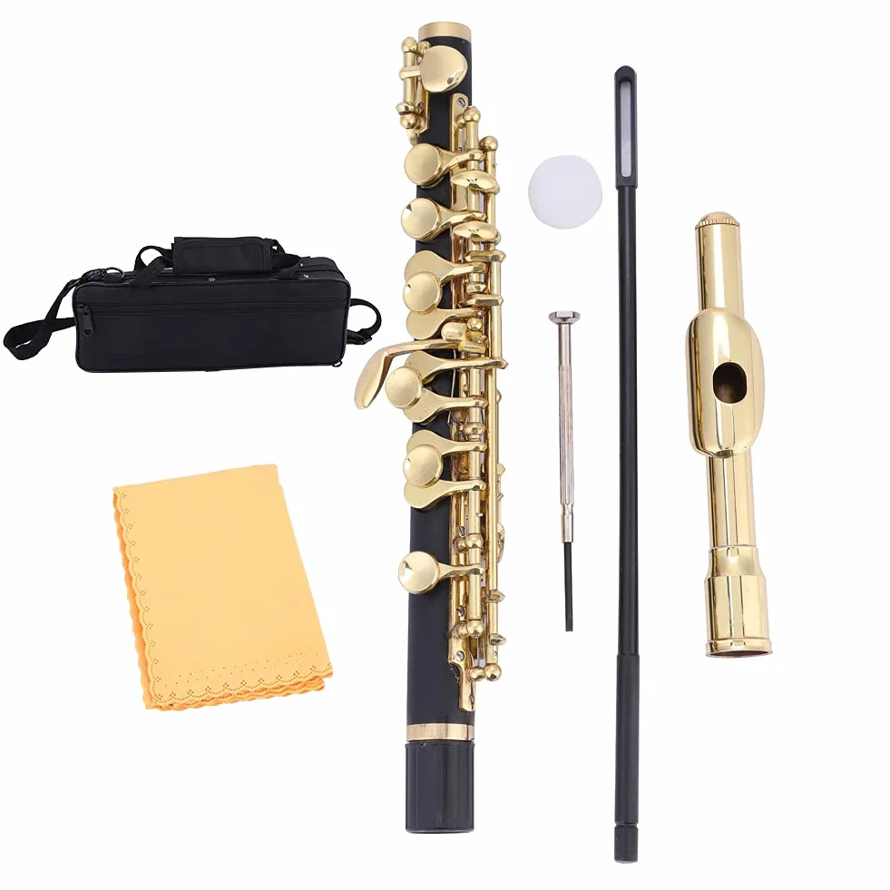Flauta De Tamaño Medio, Con Estuche Acolchado Ottavino Para Amantes De La Música Para Estudiantes Principiantes(oro)