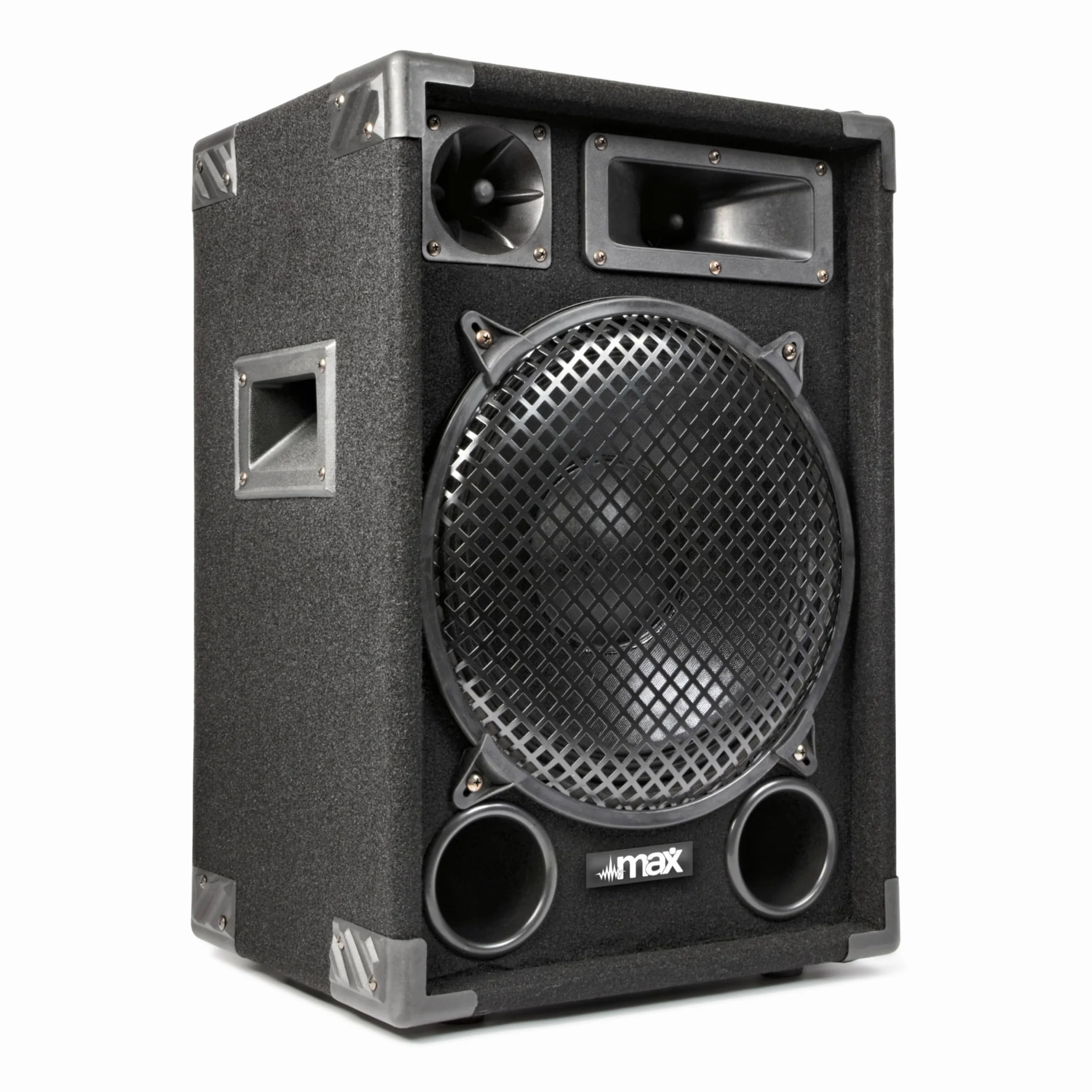 MAX MAX12 : Altavoz pasivo de 2 vías, 700 W con woofer de 12 Pulgadas, Fiestas, Incluye Asas, Altavoz pasivo para DJ o discomovil, Caja acústica Discoteca en Negro